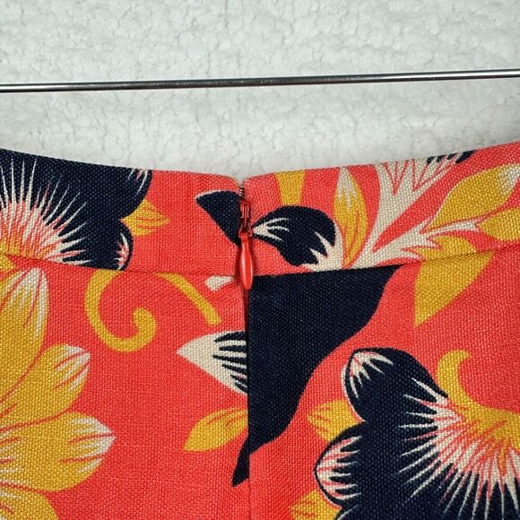 J Crew Linen Blend Mini Skirt Womens 8 Floral Colorful Preppy Resort Boho Beach - Picture 7 of 8